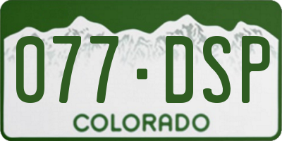 CO license plate 077DSP