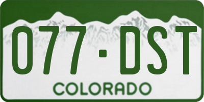 CO license plate 077DST