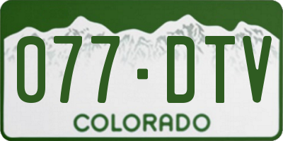 CO license plate 077DTV