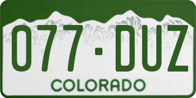 CO license plate 077DUZ