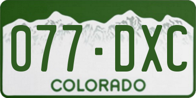 CO license plate 077DXC