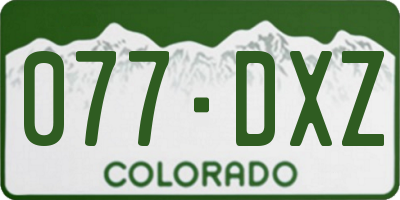 CO license plate 077DXZ