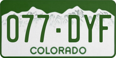 CO license plate 077DYF