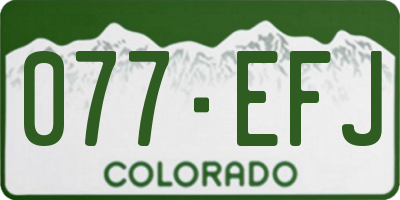 CO license plate 077EFJ