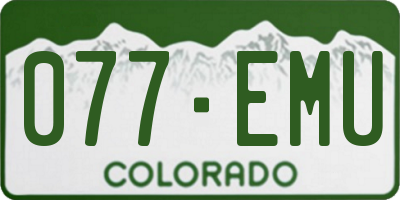 CO license plate 077EMU