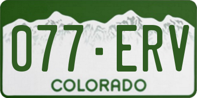 CO license plate 077ERV