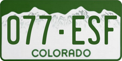 CO license plate 077ESF