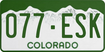 CO license plate 077ESK