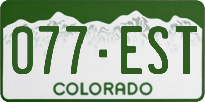 CO license plate 077EST