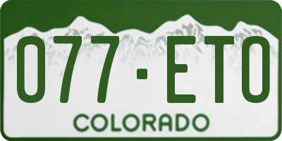 CO license plate 077ETO