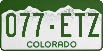 CO license plate 077ETZ