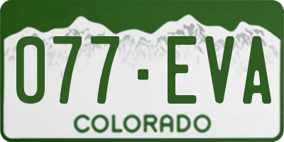 CO license plate 077EVA