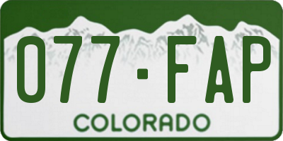 CO license plate 077FAP