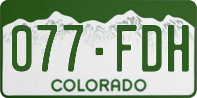 CO license plate 077FDH