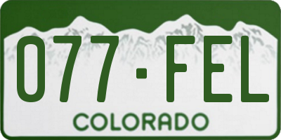 CO license plate 077FEL