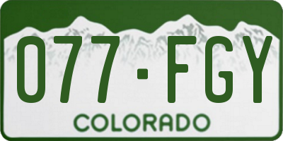 CO license plate 077FGY