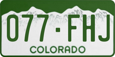 CO license plate 077FHJ
