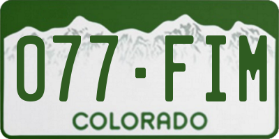 CO license plate 077FIM