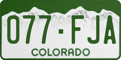 CO license plate 077FJA