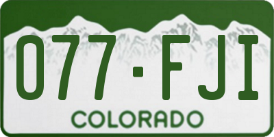 CO license plate 077FJI