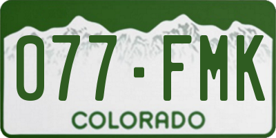 CO license plate 077FMK
