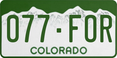 CO license plate 077FOR