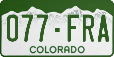 CO license plate 077FRA