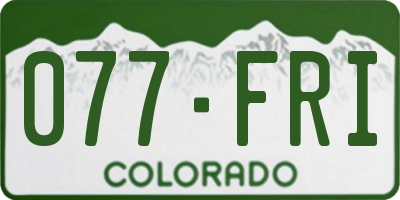 CO license plate 077FRI