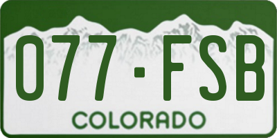 CO license plate 077FSB