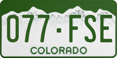 CO license plate 077FSE