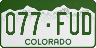 CO license plate 077FUD