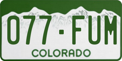 CO license plate 077FUM