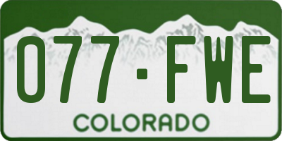 CO license plate 077FWE