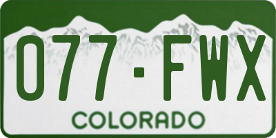CO license plate 077FWX