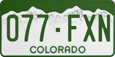 CO license plate 077FXN