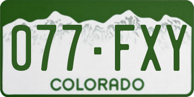 CO license plate 077FXY