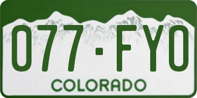 CO license plate 077FYO