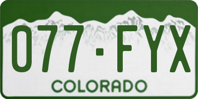 CO license plate 077FYX