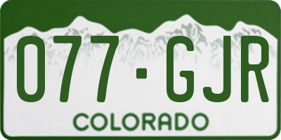 CO license plate 077GJR