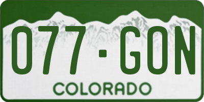 CO license plate 077GON