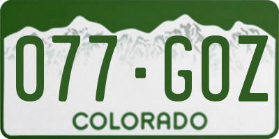 CO license plate 077GOZ
