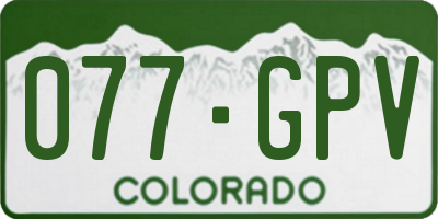CO license plate 077GPV