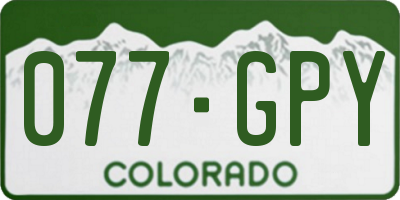 CO license plate 077GPY