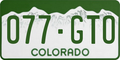 CO license plate 077GTO