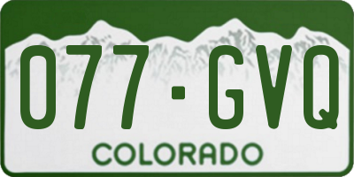 CO license plate 077GVQ