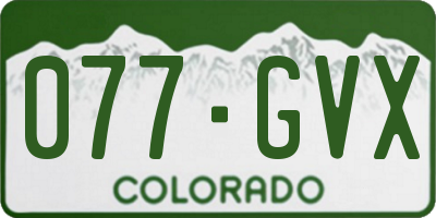CO license plate 077GVX