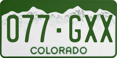 CO license plate 077GXX