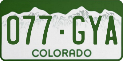 CO license plate 077GYA