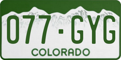 CO license plate 077GYG