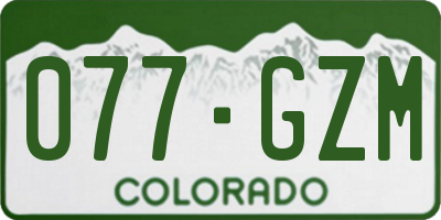 CO license plate 077GZM